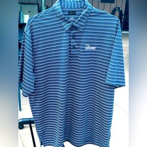 Greg Norman Collection Blue Polo Shirt Classic Stripes, XL, EUC